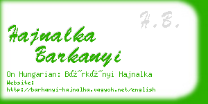 hajnalka barkanyi business card